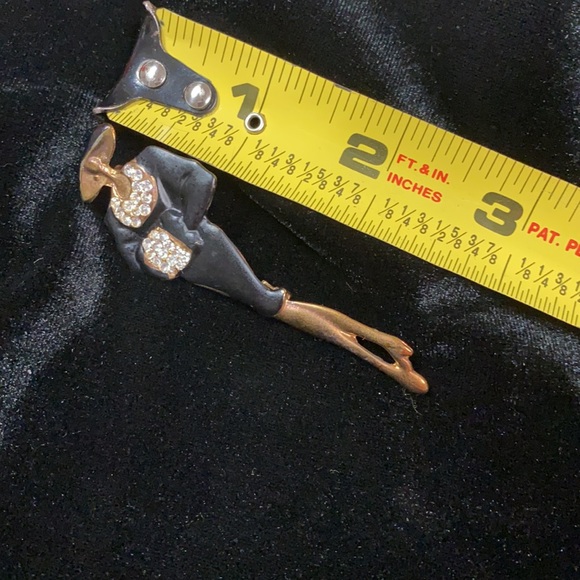 VTG Classy lady Ngold tone w/rhinestones & blk hat - Picture 5 of 5